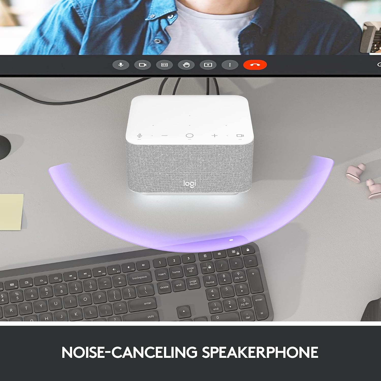 image:imageLogitech Logi Dock AllinOne USB C Laptop Docking Station Speakerphone Noise Canceling Mics Bluetooth HDMI for WindowsmacOS Certified for Zoom Google Meet Google Voice WhiteWhite