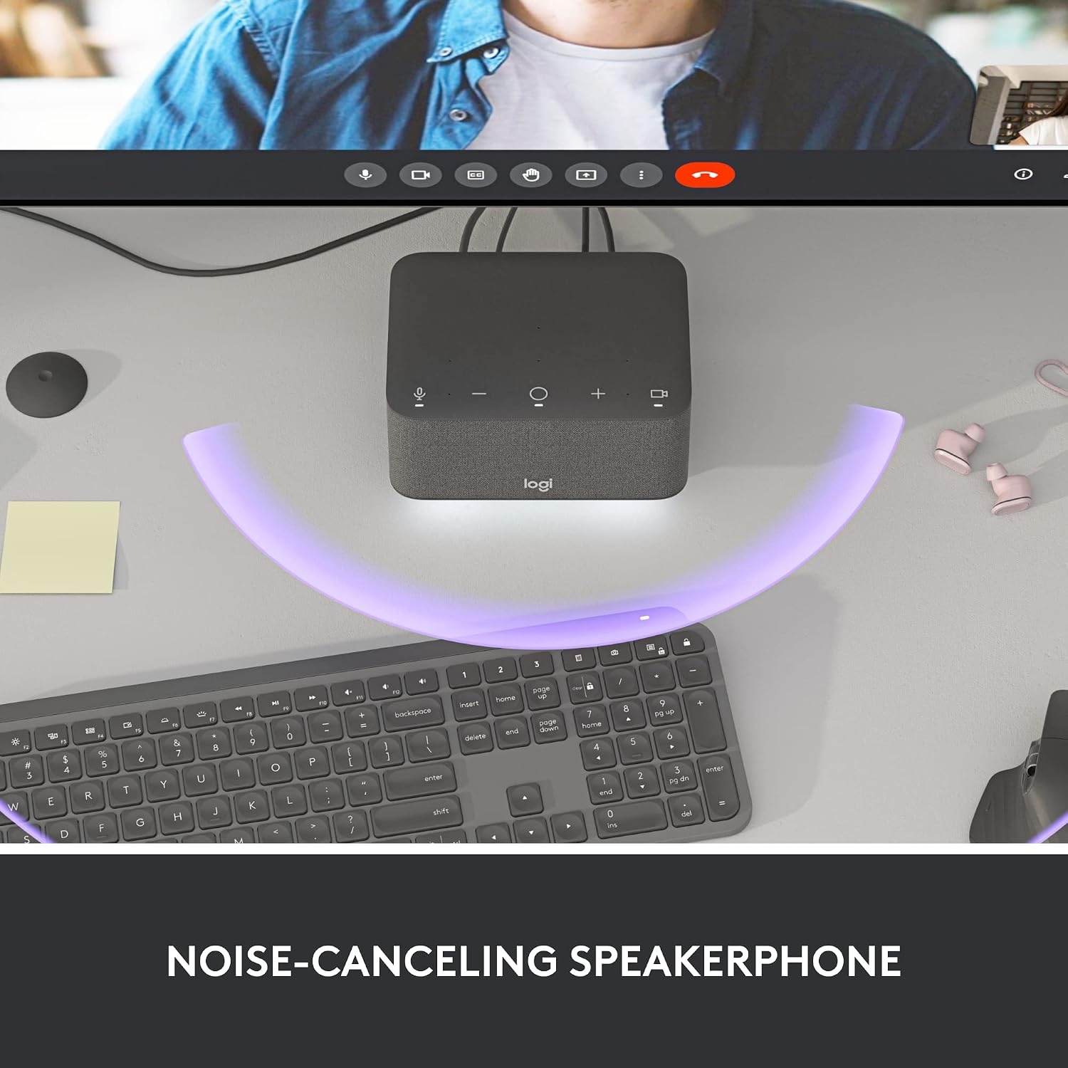 image:imageLogitech Logi Dock AllinOne USB C Laptop Docking Station Speakerphone Noise Canceling Mics Bluetooth HDMI for WindowsmacOS Certified for Zoom Google Meet Google Voice WhiteGraphite