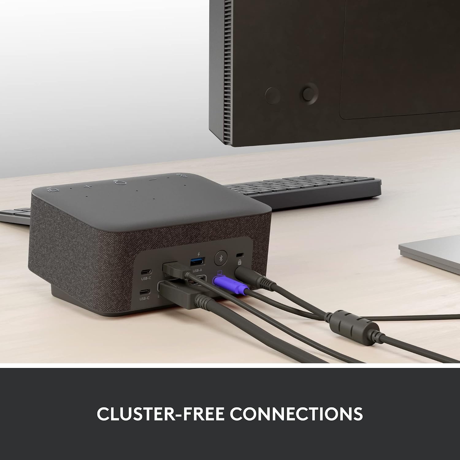 image:imageLogitech Logi Dock AllinOne USB C Laptop Docking Station Speakerphone Noise Canceling Mics Bluetooth HDMI for WindowsmacOS Certified for Zoom Google Meet Google Voice WhiteGraphite