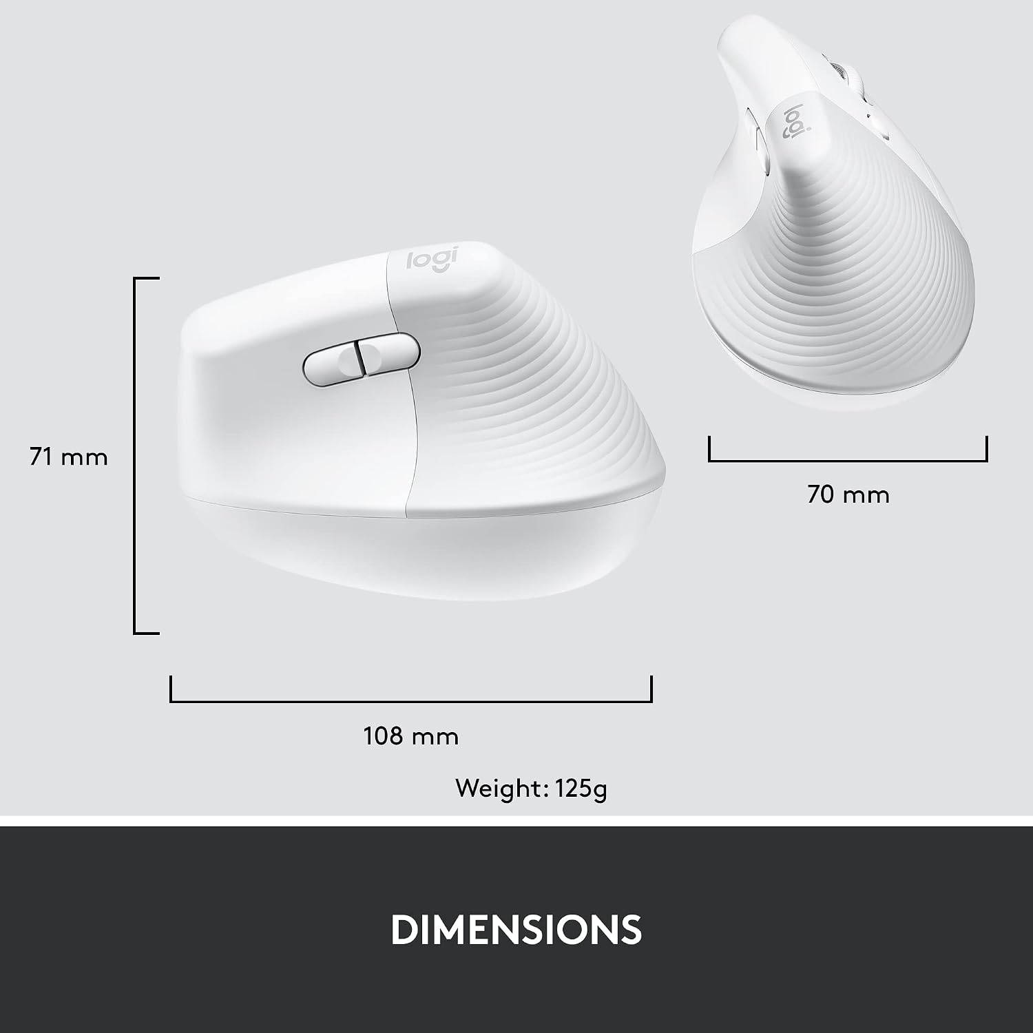 image:imageLogitech Lift for Business Vertical Ergonomic Mouse Wireless Bluetooth or Secured Logi Bolt USB Quiet clicks Globally Certified WindowsMacChromeLinux Off WhiteOff White