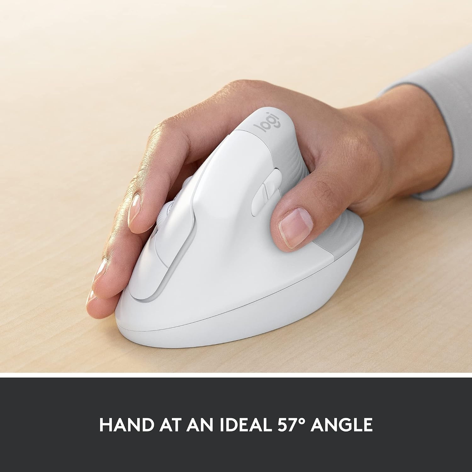 image:imageLogitech Lift for Business Vertical Ergonomic Mouse Wireless Bluetooth or Secured Logi Bolt USB Quiet clicks Globally Certified WindowsMacChromeLinux Off WhiteOff White