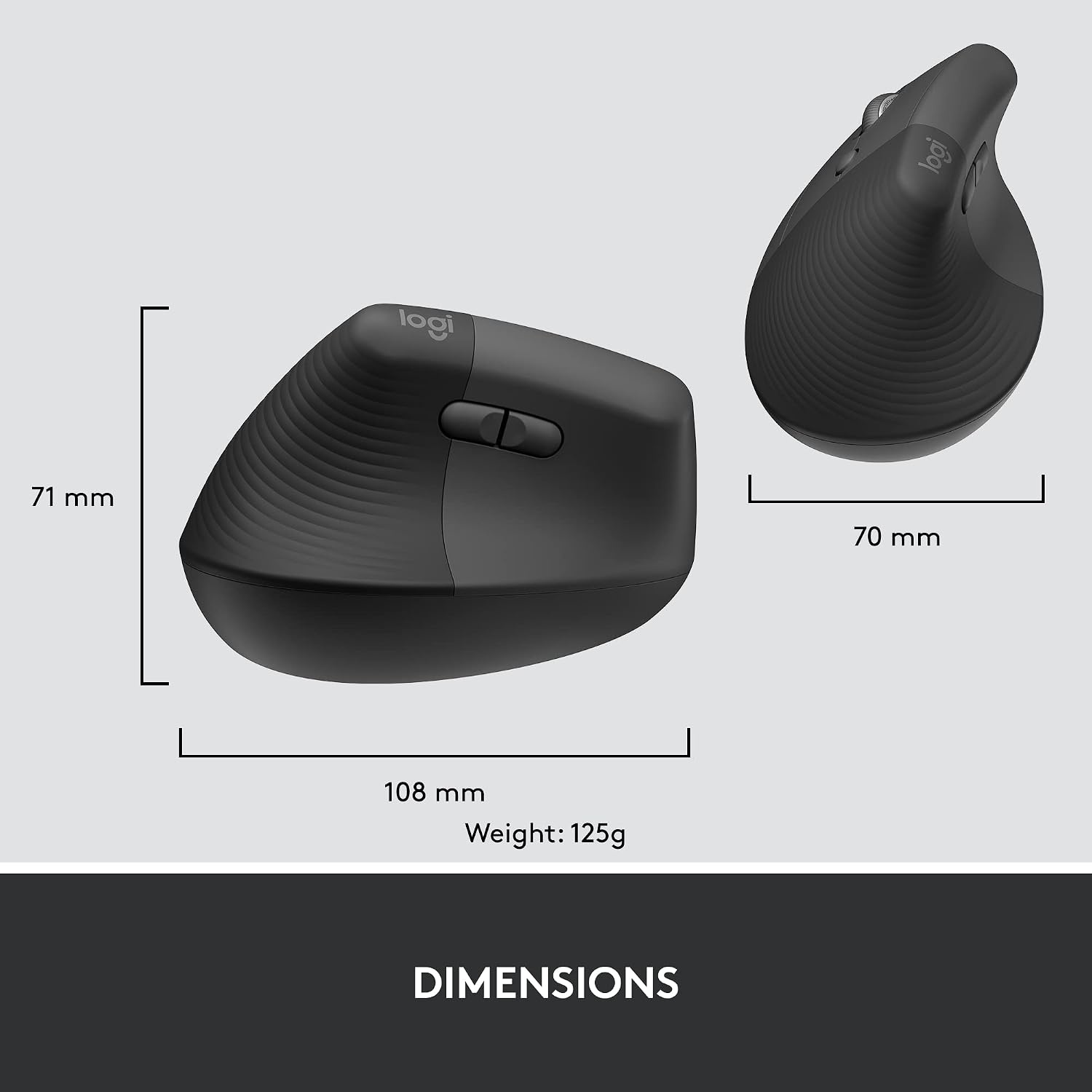 image:imageLogitech Lift for Business Vertical Ergonomic Wireless Mouse GraphiteLeftHanded