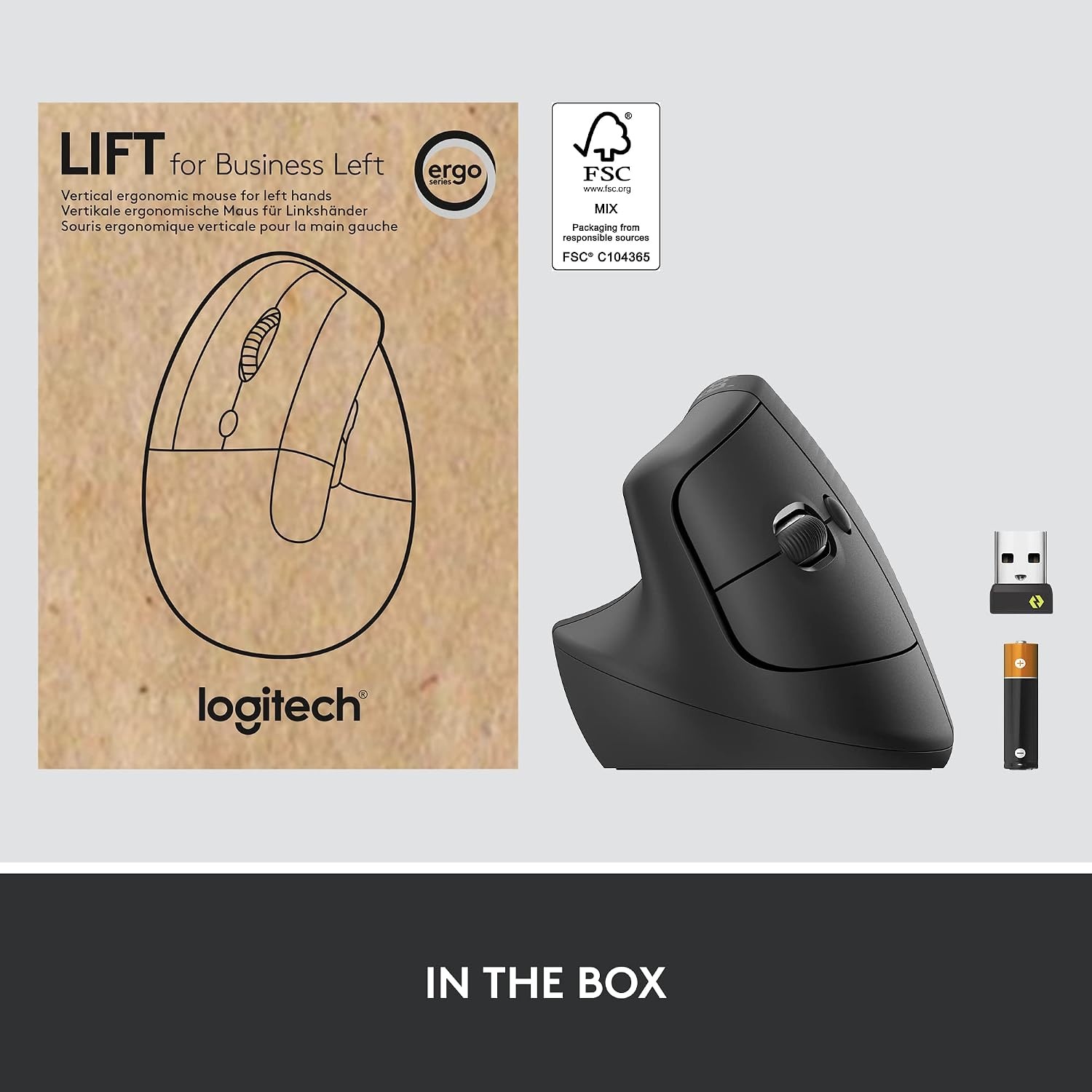 image:imageLogitech Lift for Business Vertical Ergonomic Wireless Mouse GraphiteLeftHanded
