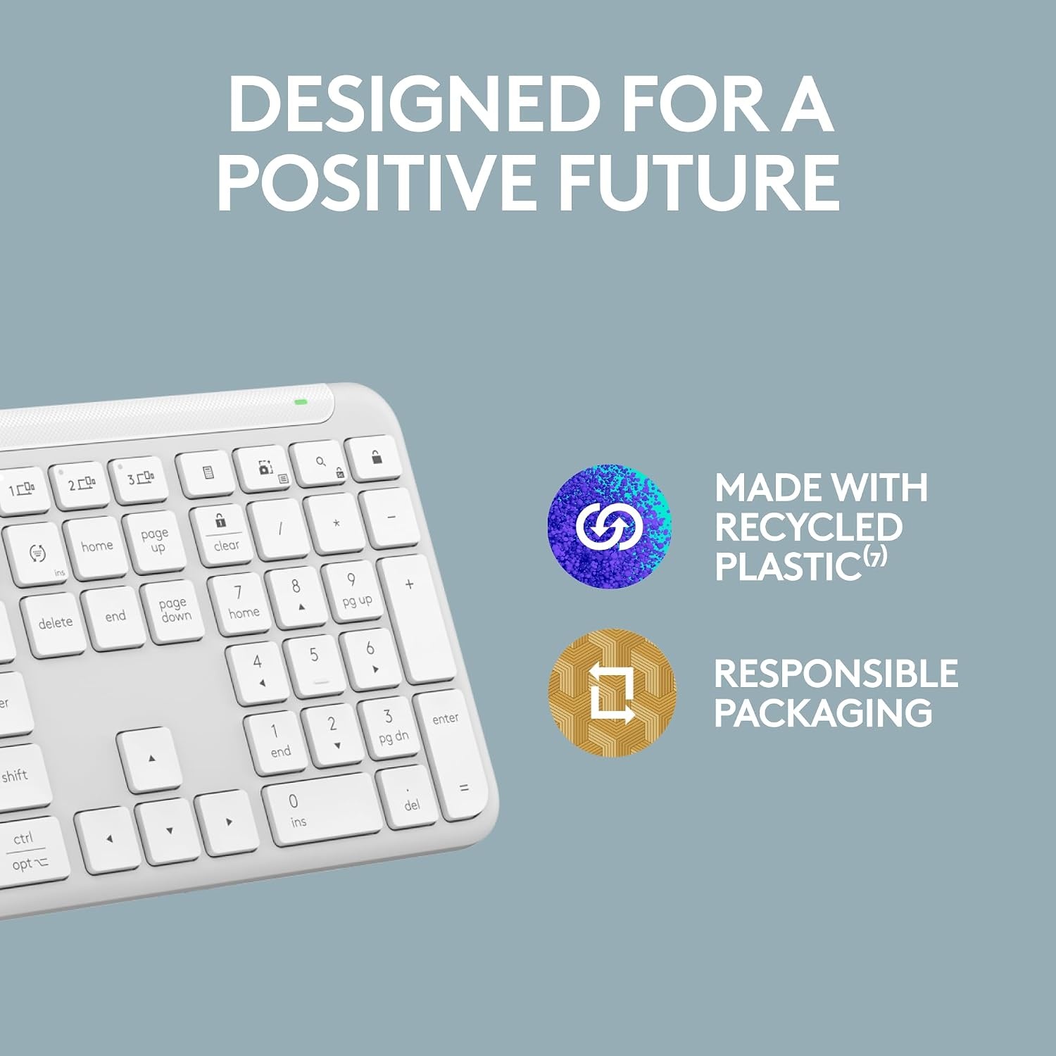 image:imageLogitech MK955 Signature Slim Wireless Keyboard Mouse ComboOff White