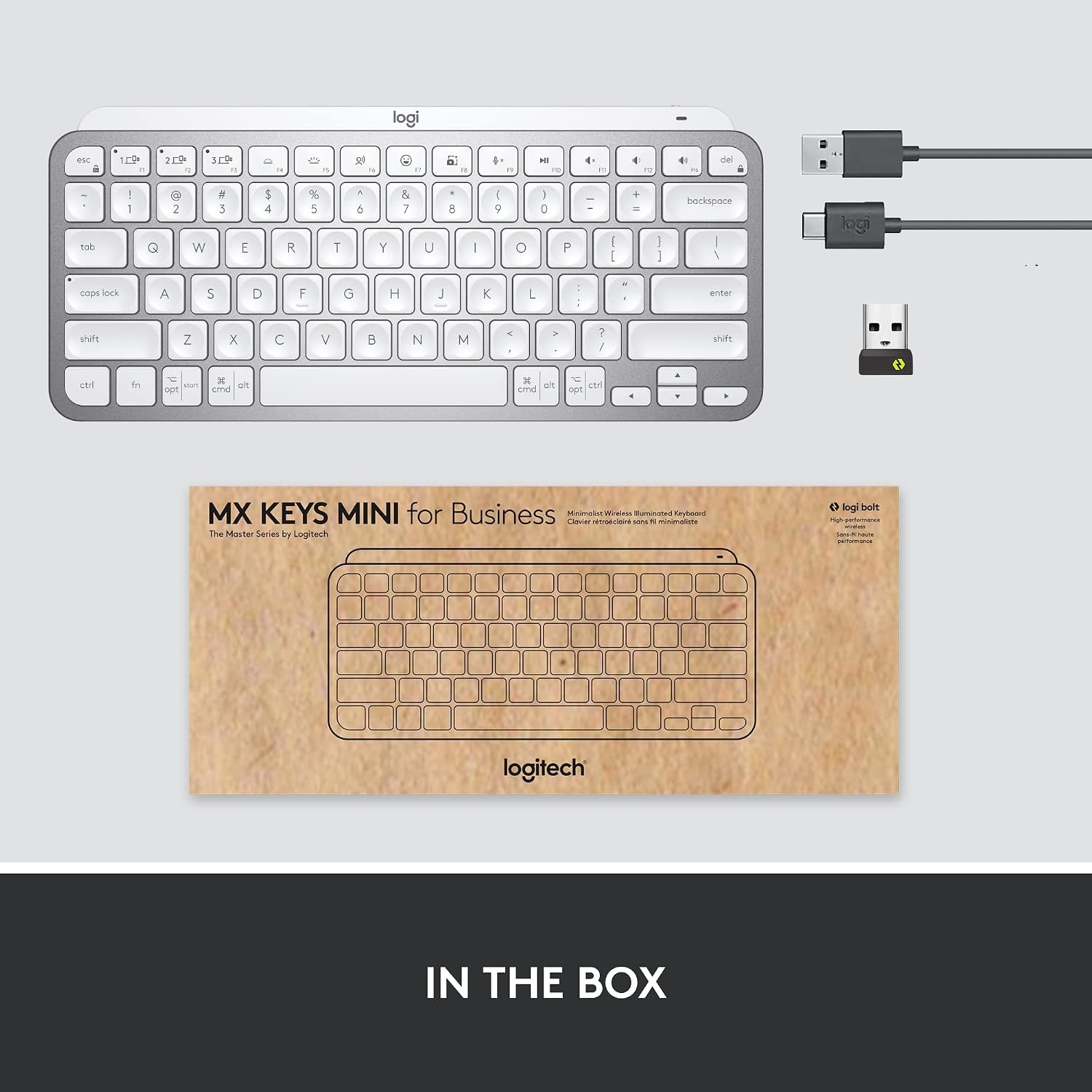 image:imageLogitech MX Keys Mini Wireless Illuminated Keyboard for Business Compact Logi Bolt Technology Backlit Rechargeable Globally Certified WindowsMacChromeLinux Pale Gray