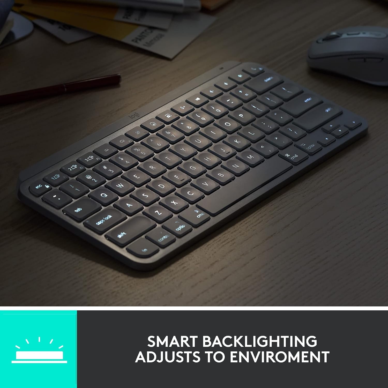 image:imageLogitech MX Keys Mini Wireless Illuminated Keyboard for Business Compact Logi Bolt Technology Backlit Rechargeable Globally Certified WindowsMacChromeLinux Pale Gray