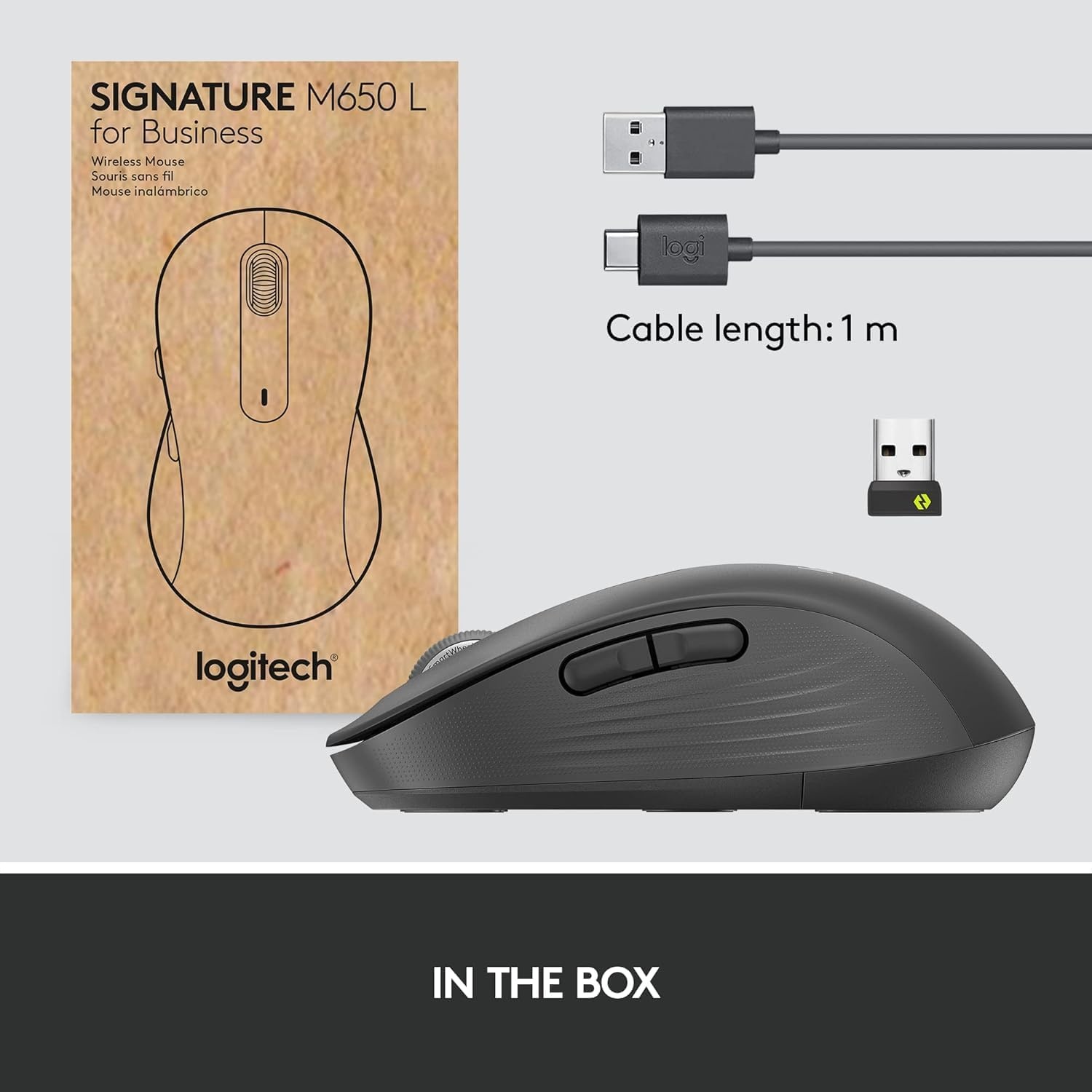 image:imageLogitech Signature M650 L for Business Wireless Mouse Large GraphiteGraphite Pack of 10