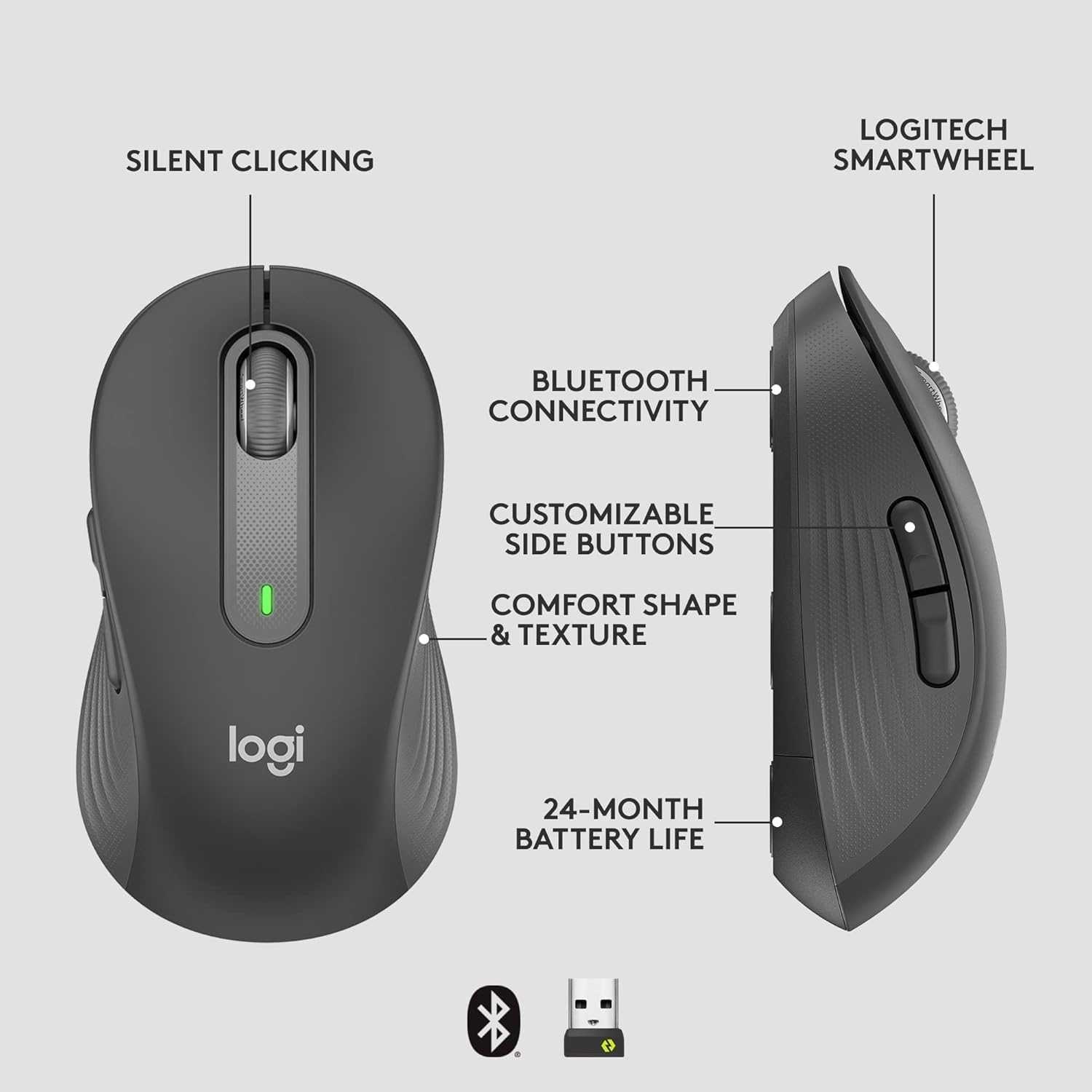 image:imageLogitech Signature M650 L for Business Wireless Mouse Large GraphiteGraphite Pack of 10