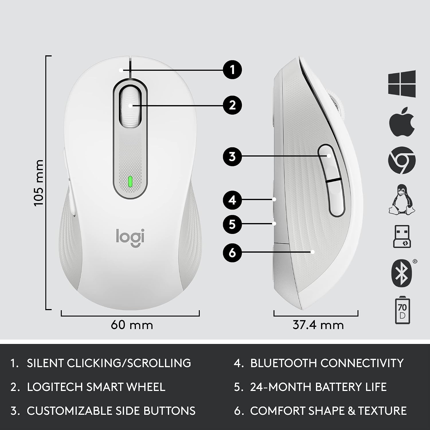 image:imageLogitech Signature MK650 Combo for Business Keyboard and Mouse OffWhiteOff White
