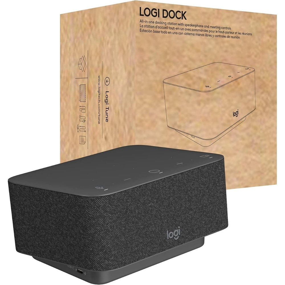 image:imageLogitech Logi Dock AllinOne USB C Laptop Docking Station Speakerphone Noise Canceling Mics Bluetooth HDMI for WindowsmacOS Certified for Zoom Google Meet Google Voice WhiteGraphite