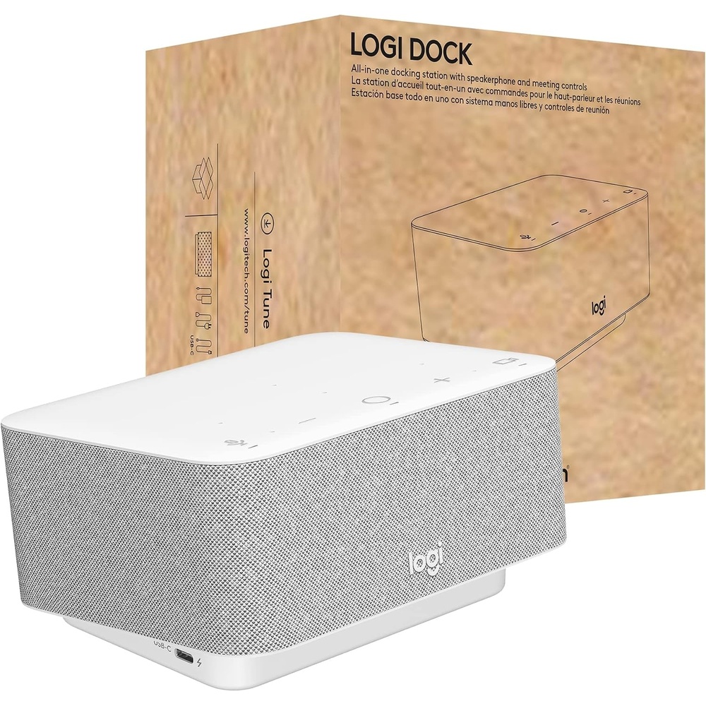 image:imageLogitech Logi Dock AllinOne USB C Laptop Docking Station Speakerphone Noise Canceling Mics Bluetooth HDMI for WindowsmacOS Certified for Zoom Google Meet Google Voice WhiteWhite