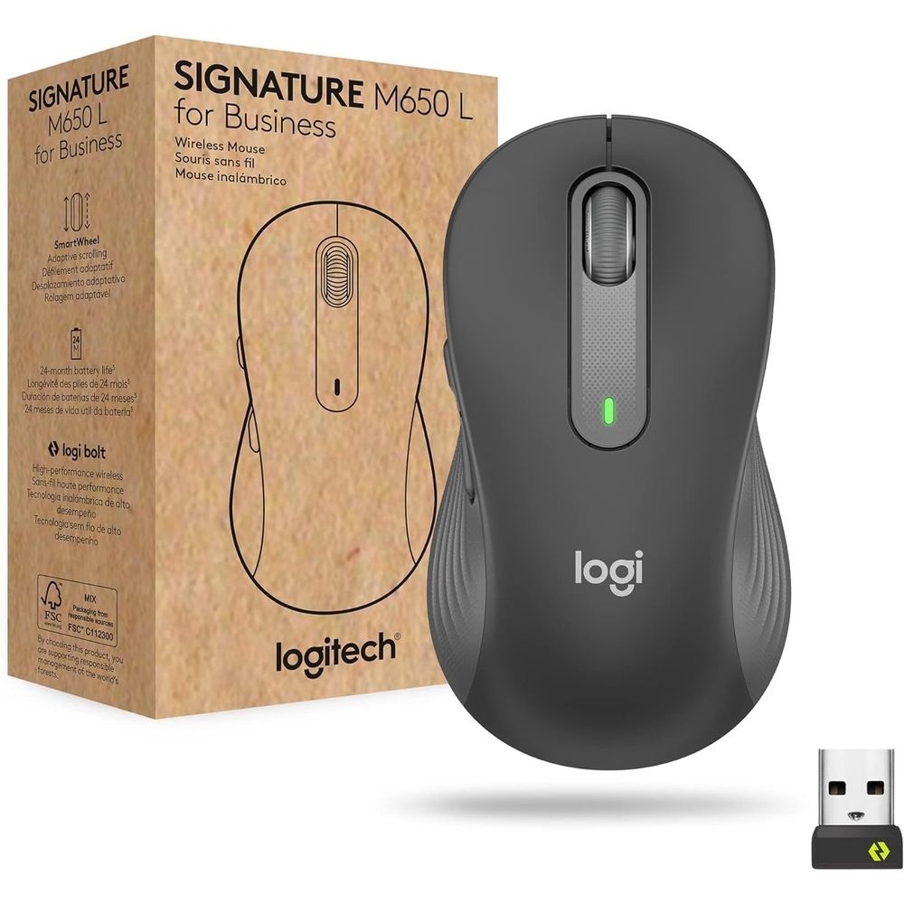 image:imageLogitech Signature M650 L for Business Wireless Mouse Large  GraphiteGraphite