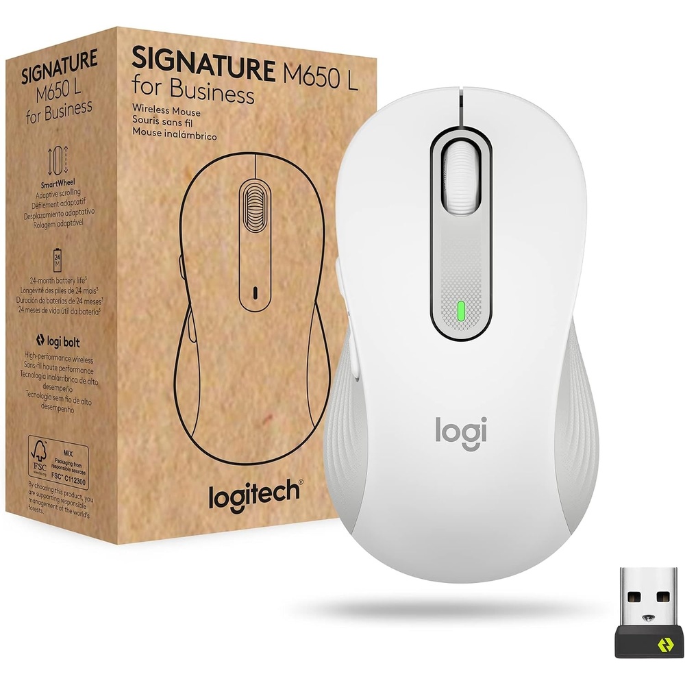 image:imageLogitech Signature M650 L for Business Wireless Mouse Large GraphiteOff White