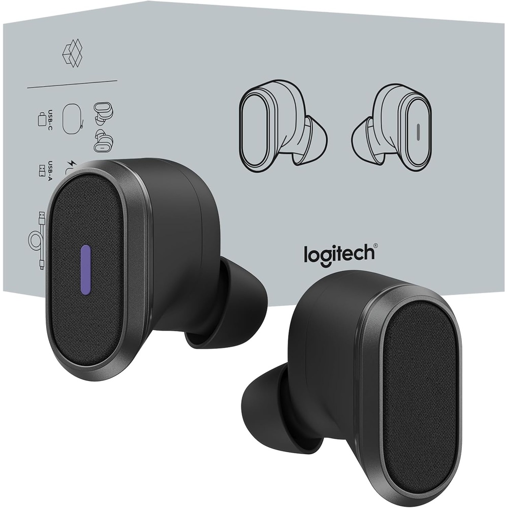 image:imageLogitech Zone True Wireless Bluetooth Noise Canceling Earbuds with Microphone Hybrid ANC Transparency Mode Certified for Microsoft Teams Zoom Google Meet Google Voice Graphite