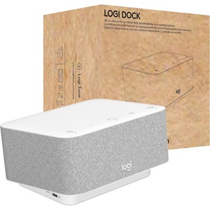 Logitech – Logi Dock, All-in-One USB C Laptop Docking Station, Speakerphone, Noise Canceling Mics, Bluetooth, HDMI, for Windows/macOS, Certified for Zoom, Google Meet, Google Voice – White(White)