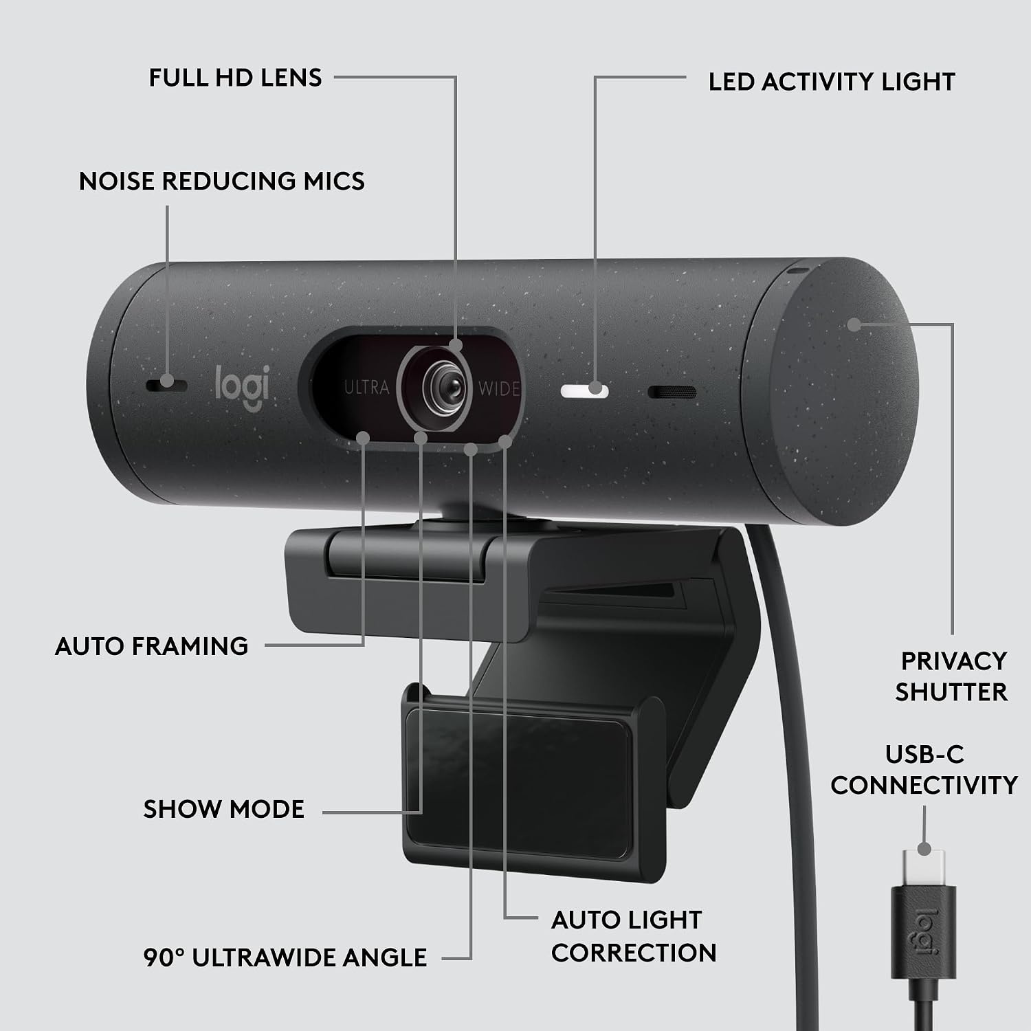image:imageLogitech Brio 505 Full HD 1080p Business Webcam with Auto Light CorrectionTAA Version