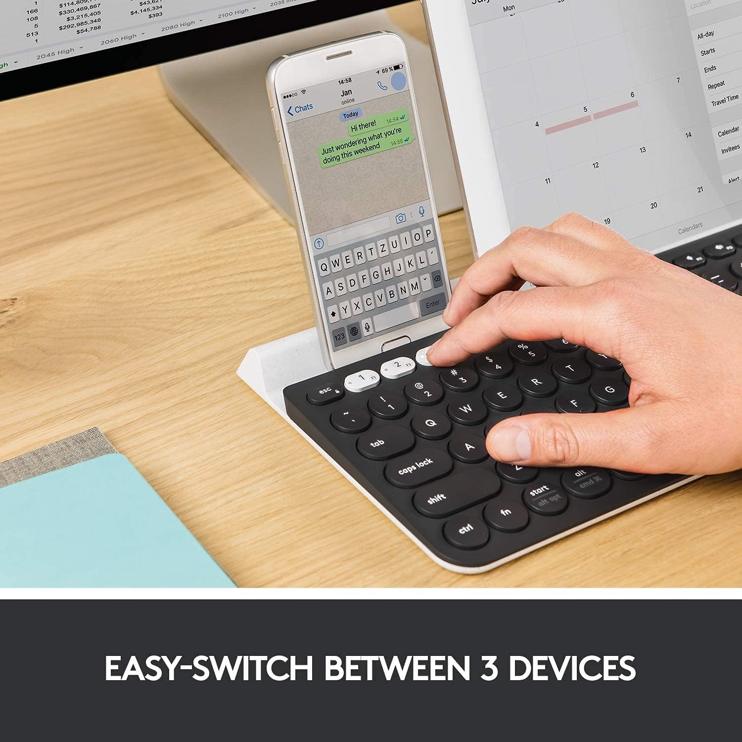 image:imageLogitech K780 MultiDevice Wireless Keyboard with Builtin Cradle Speckles130