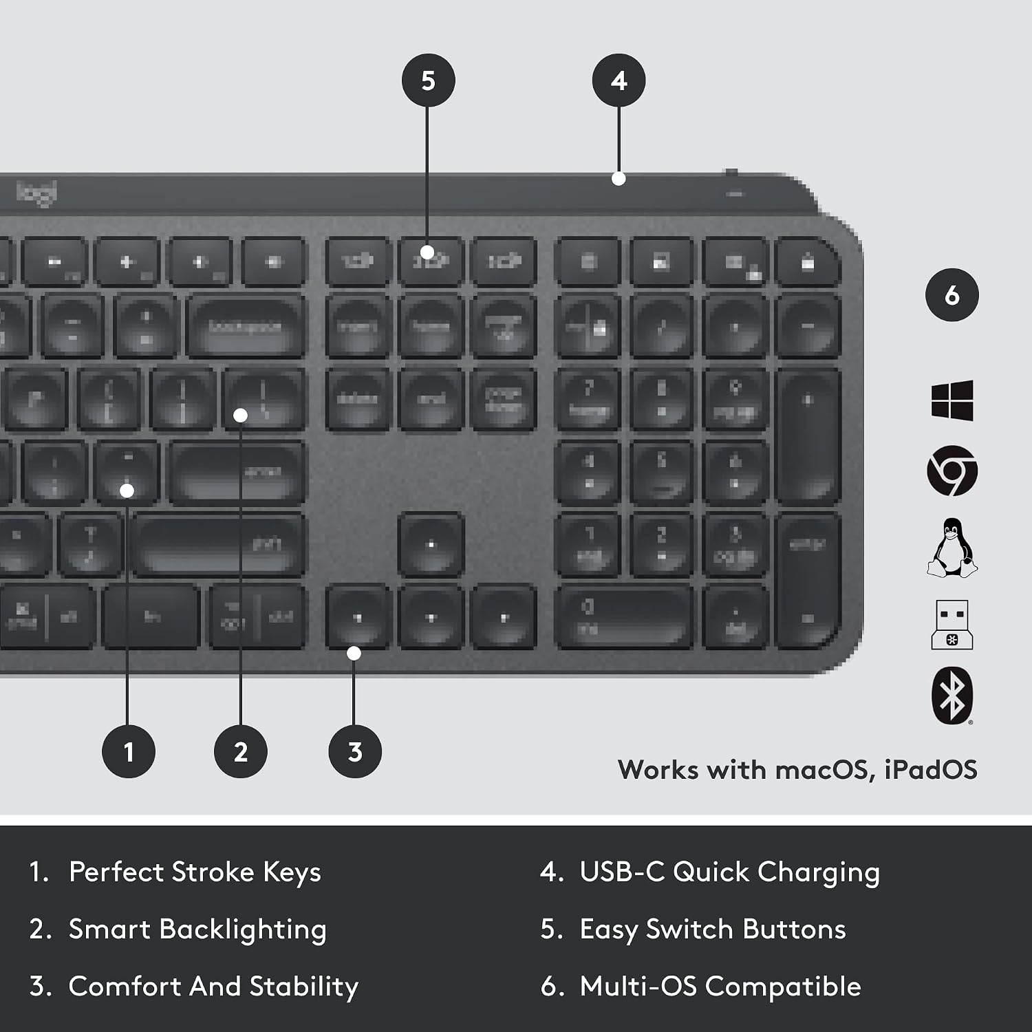 image:imageLogitech MX Keys for Business Wireless Illuminated Keyboard Graphite