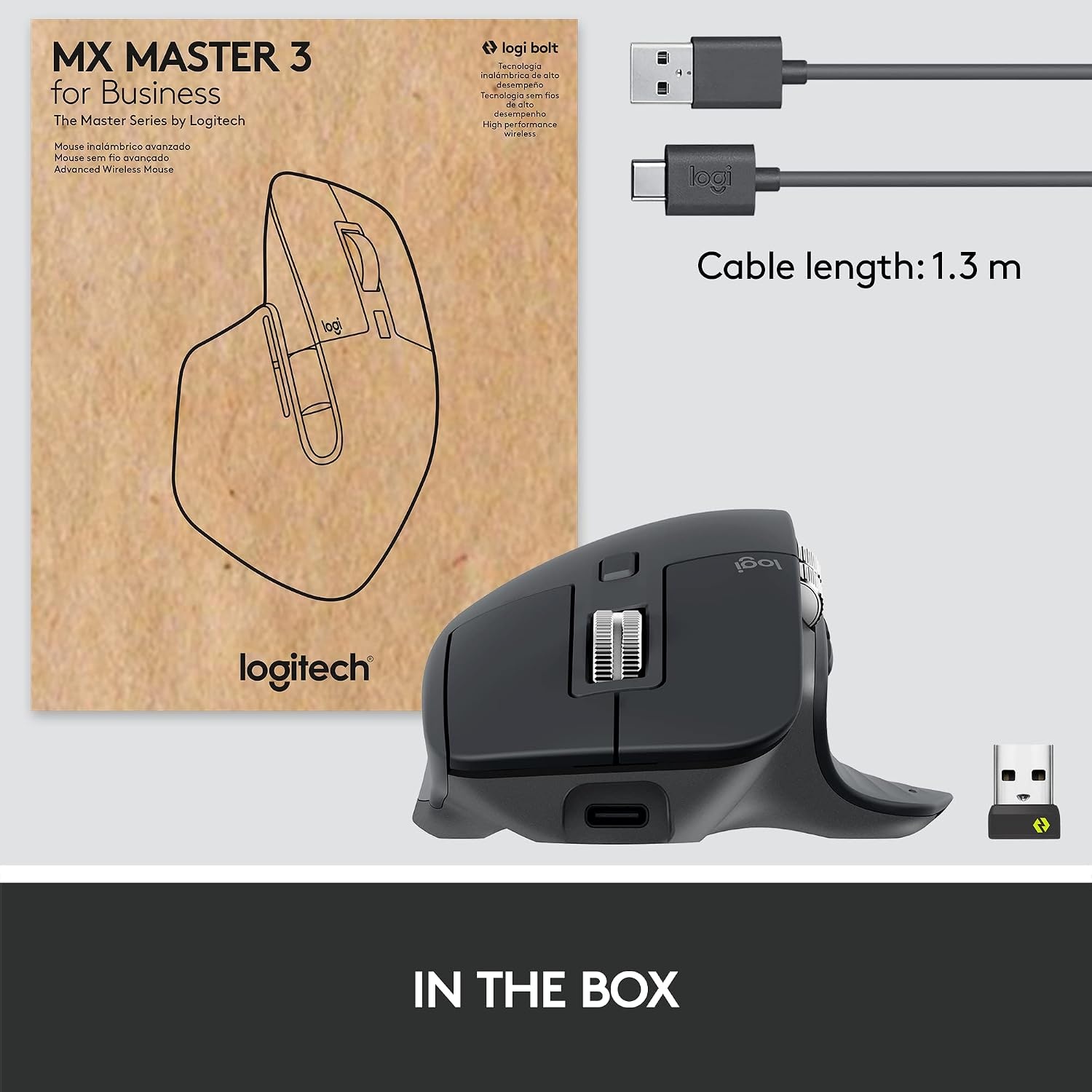 image:imageLogitech MX Master 3 for Business Wireless Mouse Logi Bolt Technology Bluetooth MagSpeed Scrolling Ergonomic Rechargeable Globally Certified PCMacLinux GraphiteGraphite