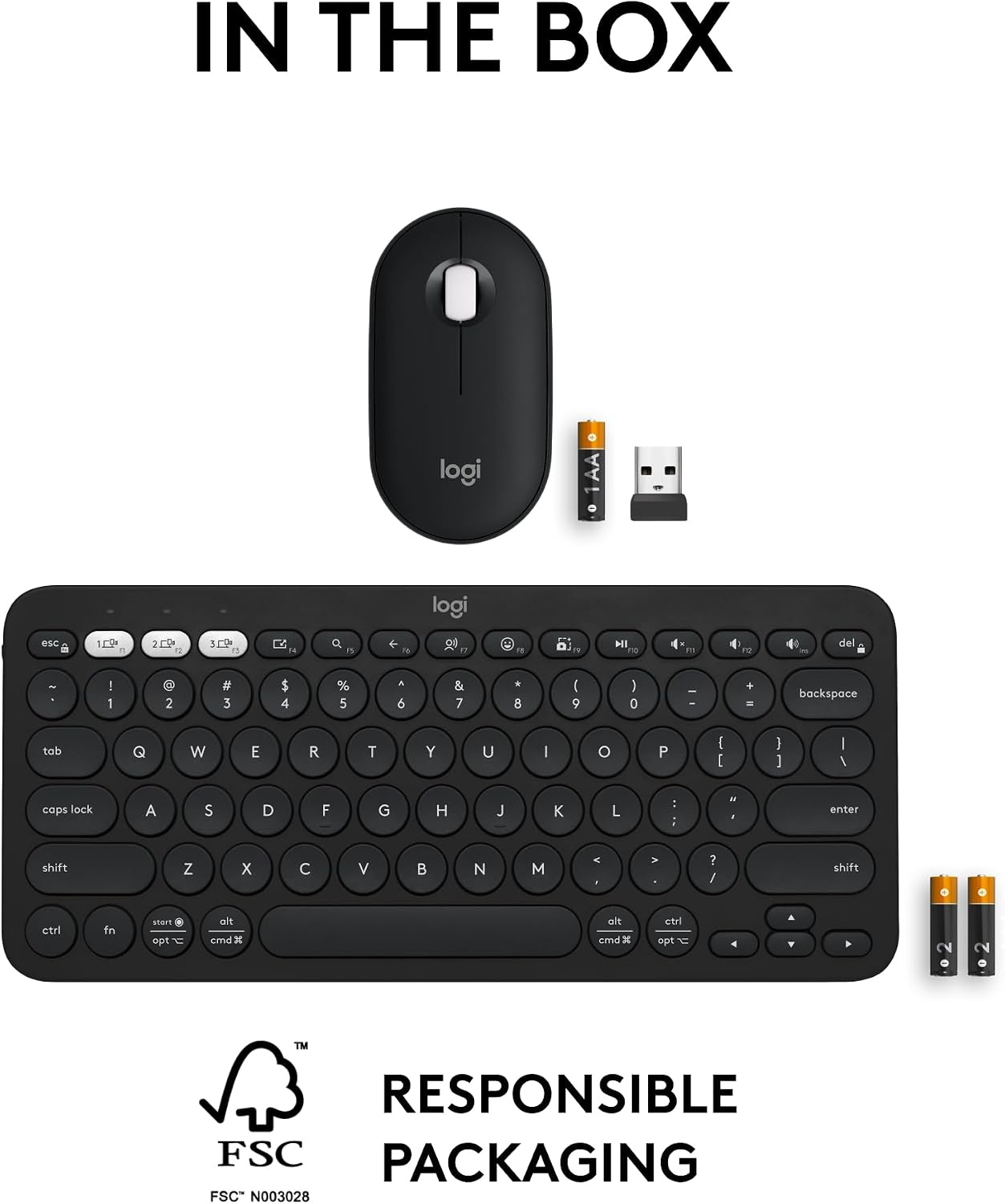 image:imageLogitech Pebble Keys 2 K380s Wireless Bluetooth Keyboard Tonal WhiteBlack