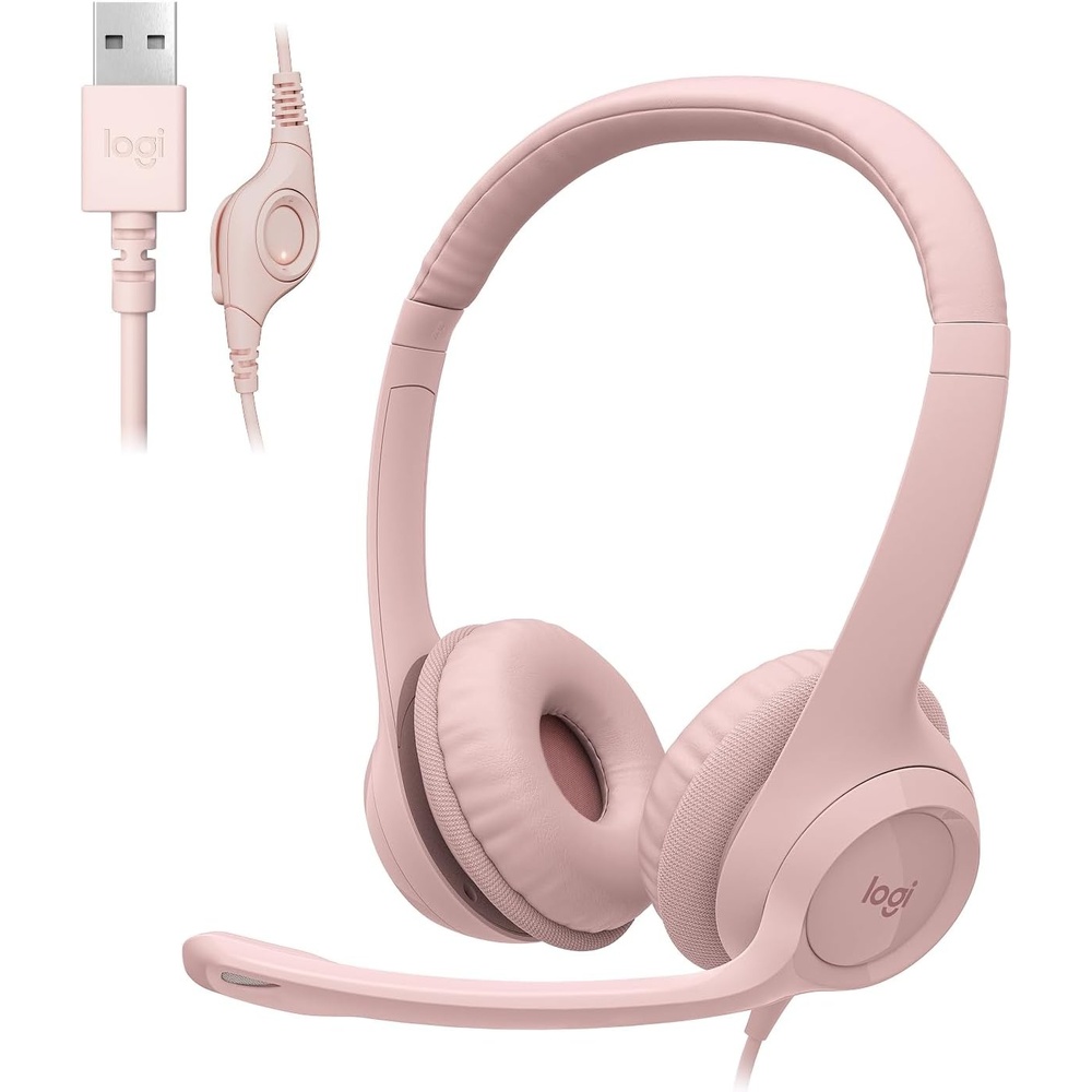 image:imageLogitech H390 Wired Headset PCLaptop Stereo Headphones USBA BlackRose