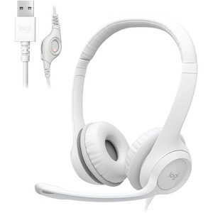 Logitech H390 Wired Headset PC/Laptop Stereo Headphones, USB-A, Black(Off White)