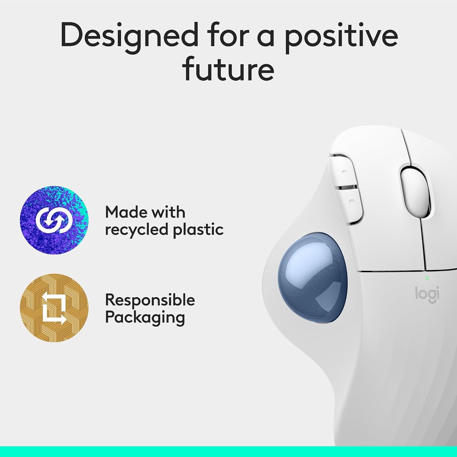 image:imageLogitech Ergo M575S Wireless Trackball Mouse OffWhite Silver BallWhite Blue Ball