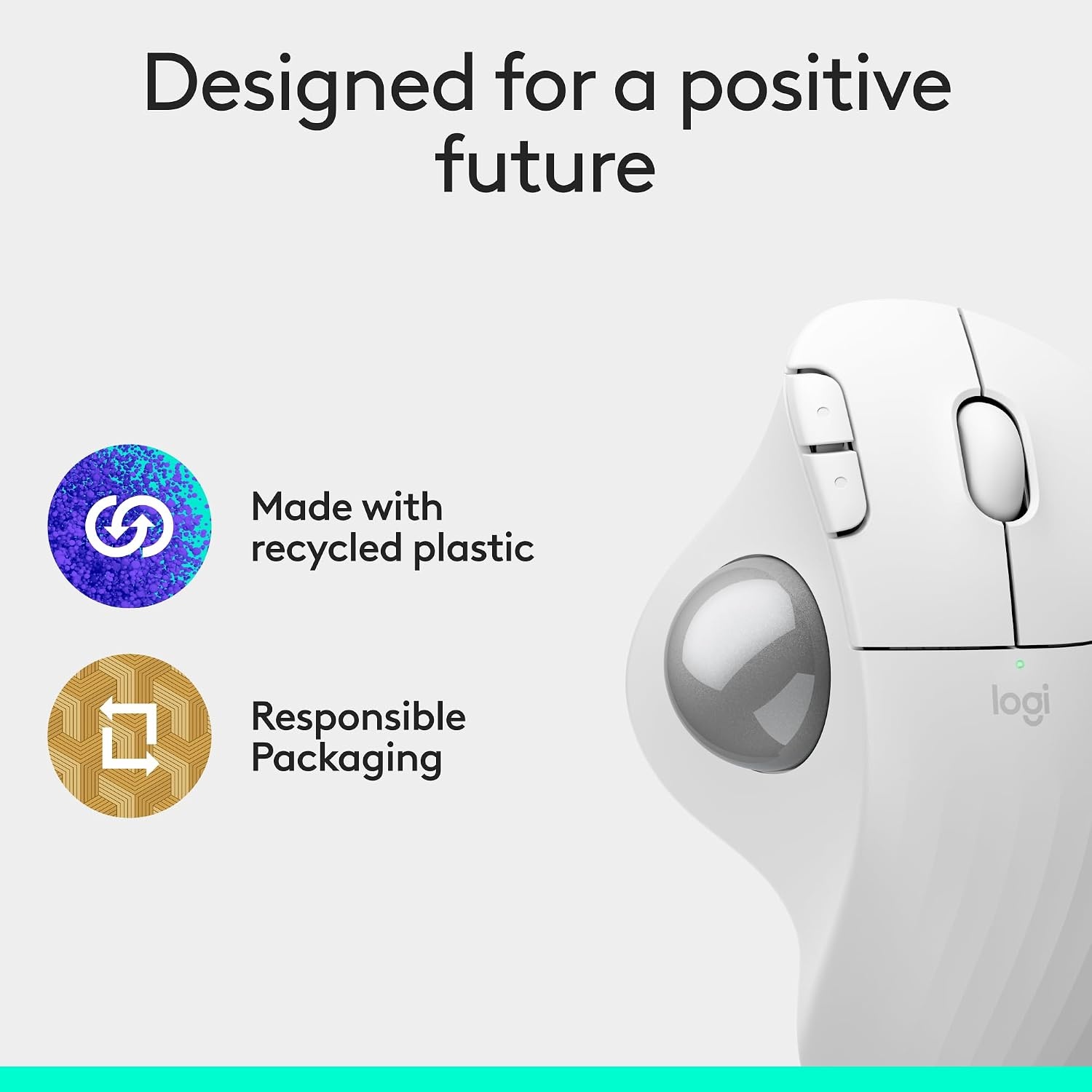 image:imageLogitech Ergo M575S Wireless Trackball Mouse OffWhite Silver BallWhite Silver Ball Pack of 10