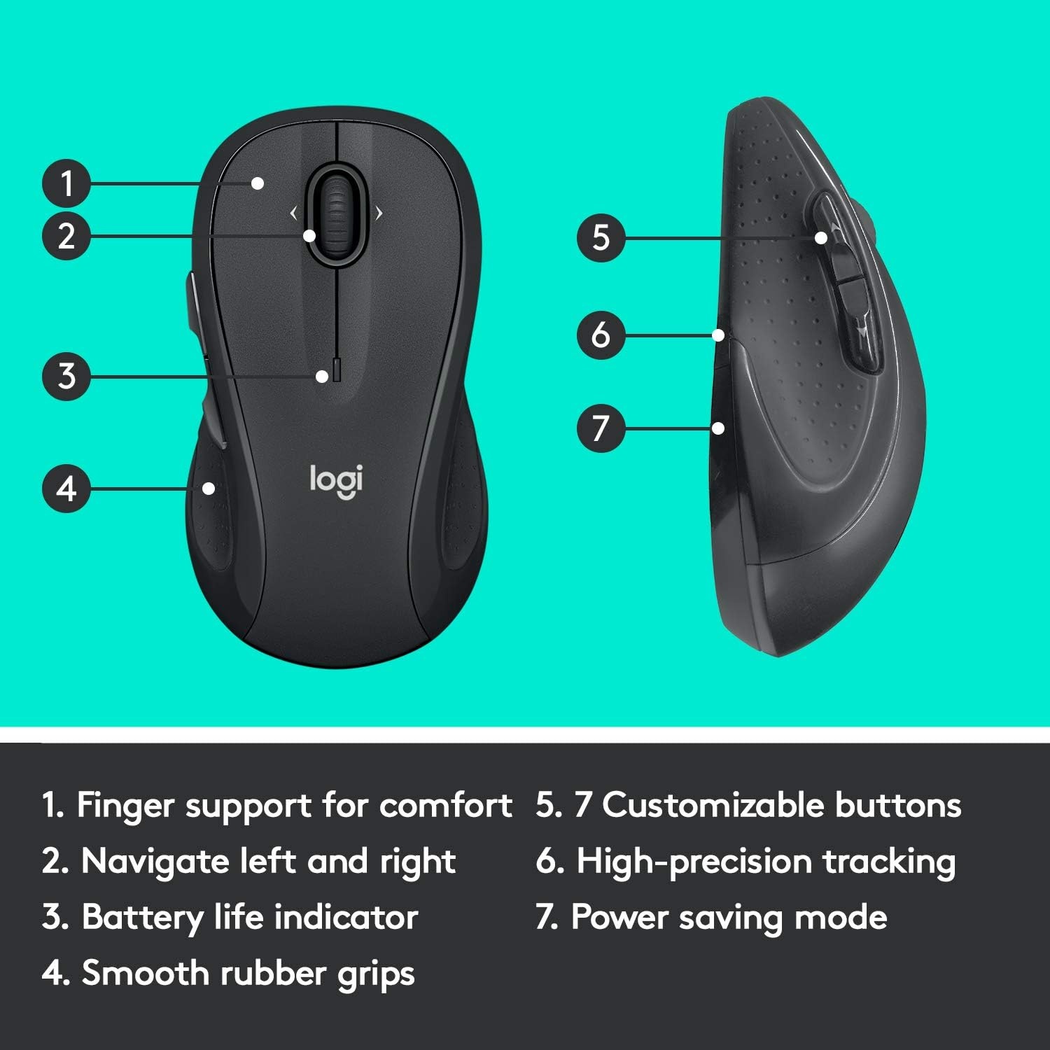 image:imageLogitech M510 Full Size Ambidextrous 24 GHz Wireless MouseOne Size