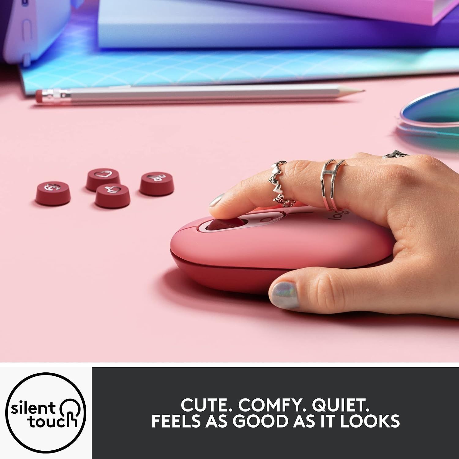 image:imageLogitech POP Mouse Compact and Portable Wireless Bluetooth Mouse CosmosHeartbreaker Rose
