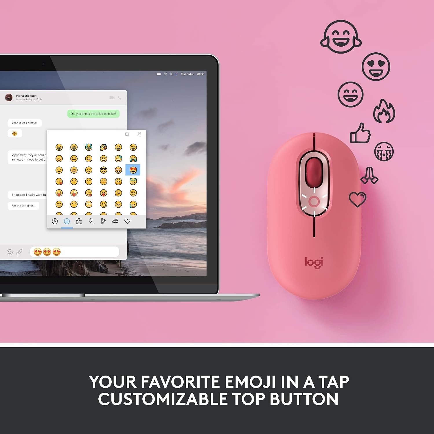 image:imageLogitech POP Mouse Compact and Portable Wireless Bluetooth Mouse CosmosHeartbreaker Rose