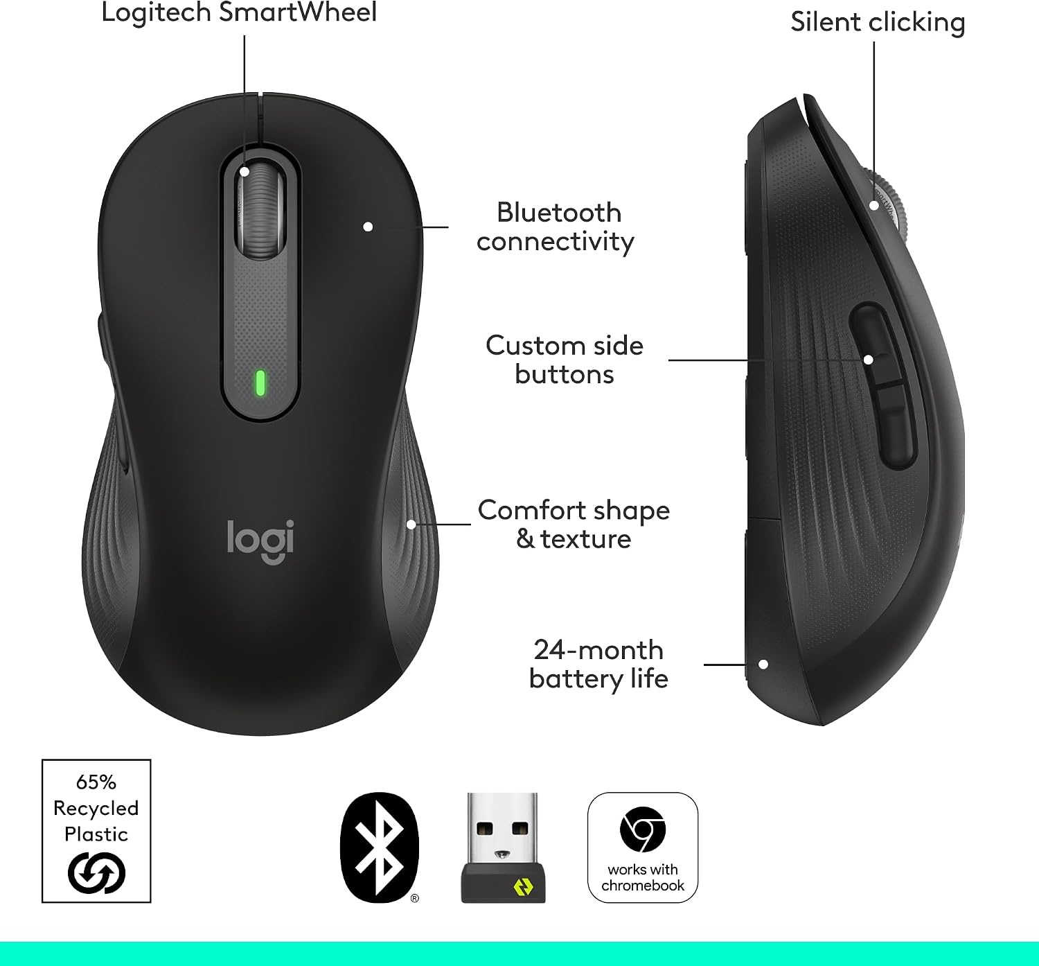 image:imageLogitech Signature M650 Wireless Mouse Small to Medium Sized Hands RoseBlack