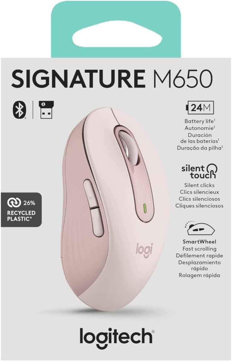 image:imageLogitech Signature M650 Wireless Mouse Small to Medium Sized Hands RoseRose