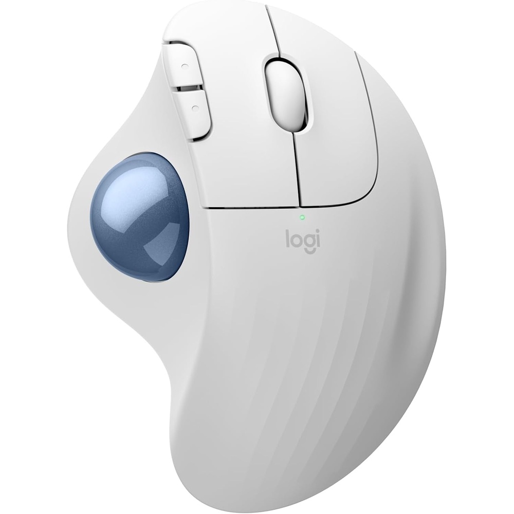 image:imageLogitech Ergo M575S Wireless Trackball Mouse OffWhite Silver BallWhite  Blue Ball