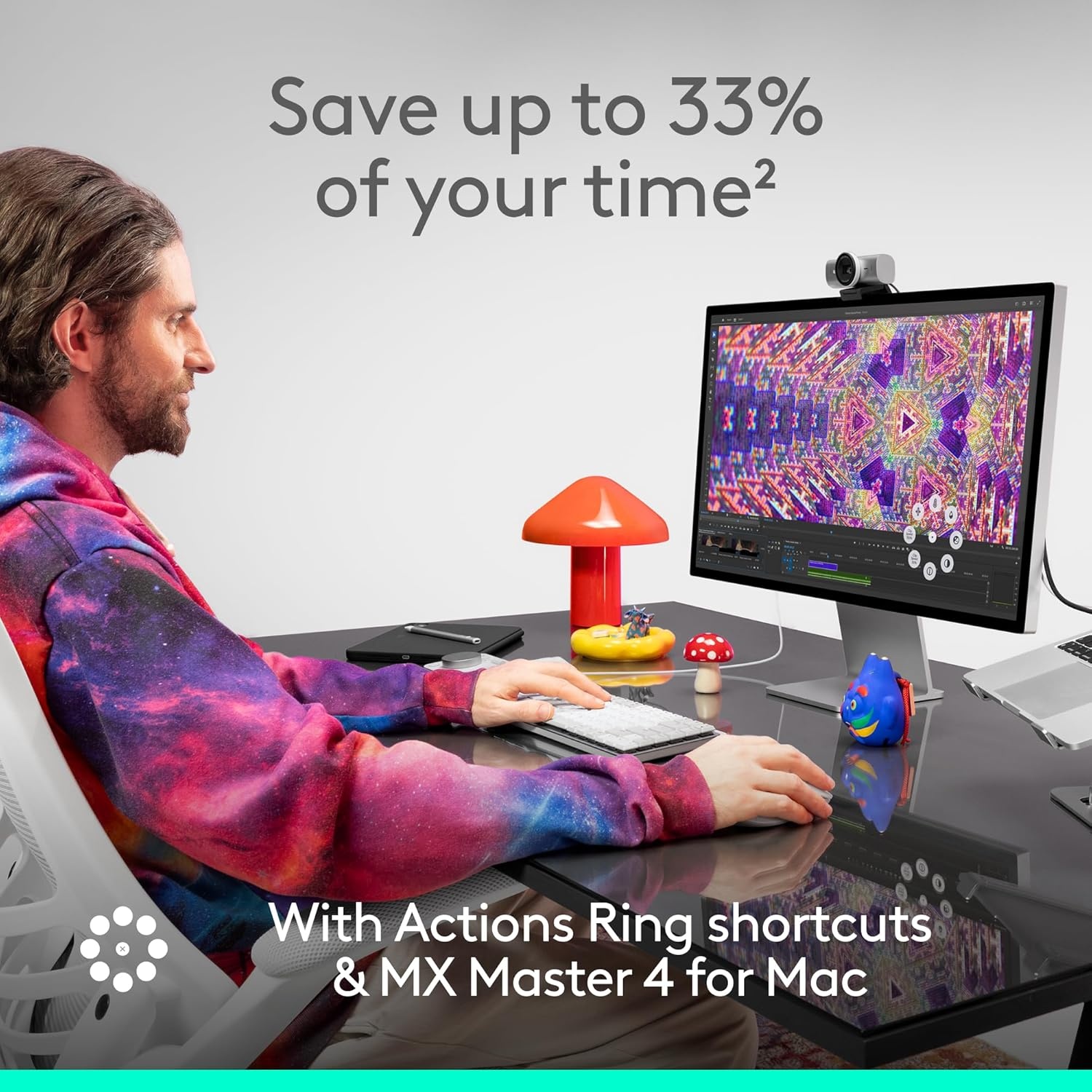 image:imageLogitech MX Master 4 for Mac Ergonomic Bluetooth Mouse with Advanced Performance Haptic Feedback UltraFast Scrolling USBC Charging MacOS iPadOS Windows White SilverSpace Black