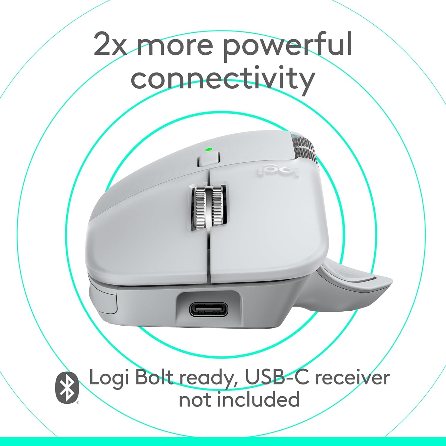 image:imageLogitech MX Master 4 for Mac Ergonomic Bluetooth Mouse with Advanced Performance Haptic Feedback UltraFast Scrolling USBC Charging MacOS iPadOS Windows White SilverWhite Silver