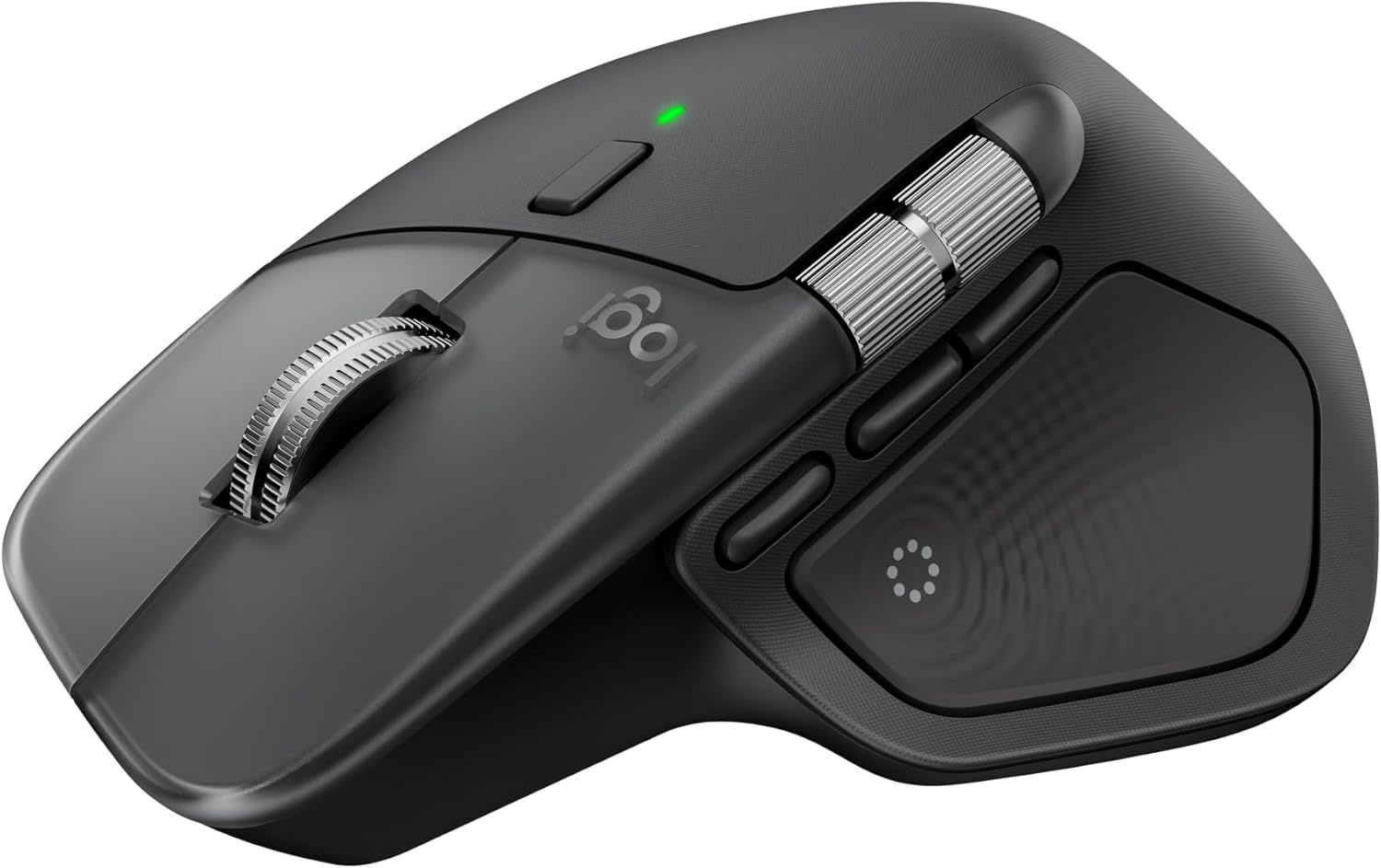image:imageLogitech MX Master 4 for Mac Ergonomic Bluetooth Mouse with Advanced Performance Haptic Feedback UltraFast Scrolling USBC Charging MacOS iPadOS Windows White SilverSpace Black