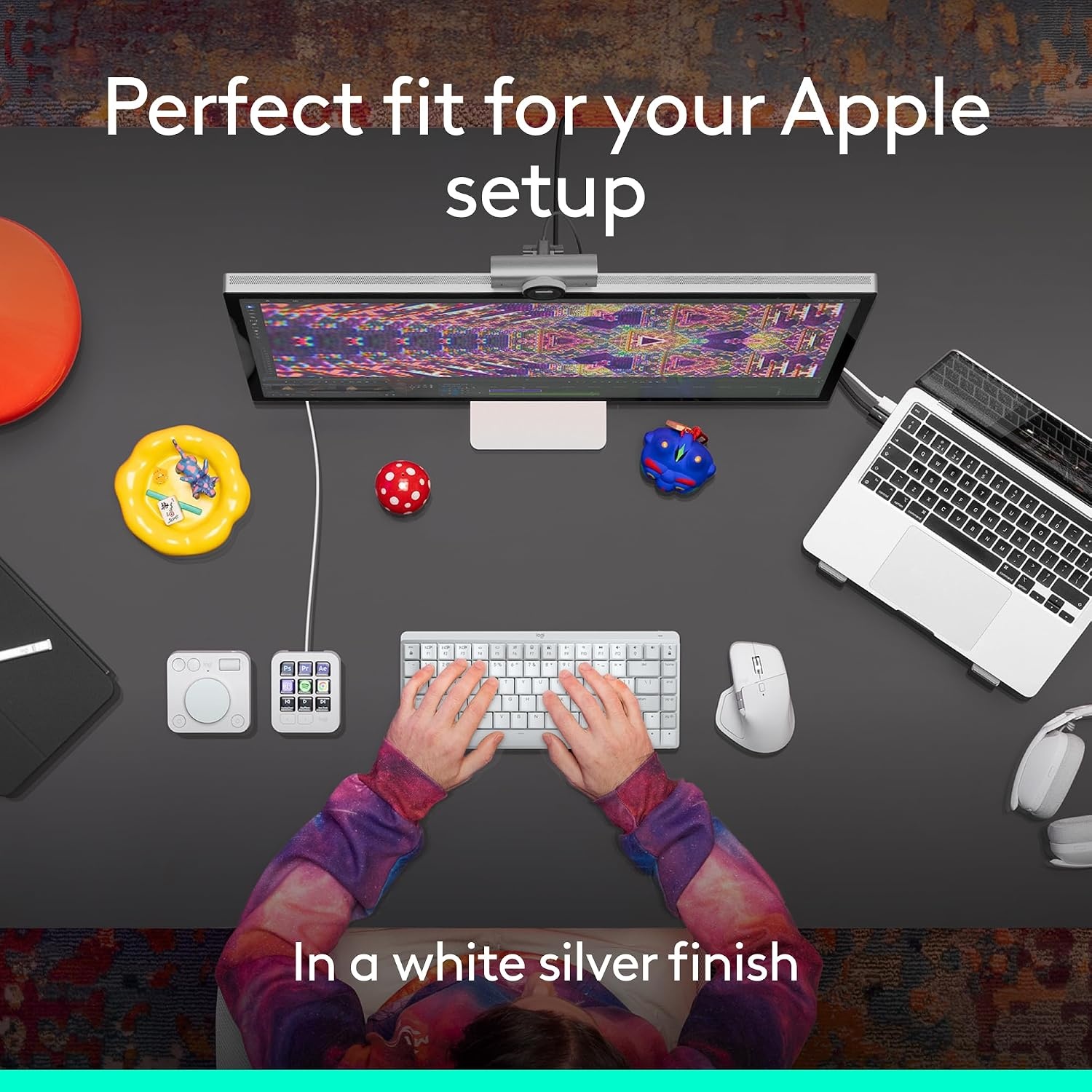image:imageLogitech MX Master 4 for Mac Ergonomic Bluetooth Mouse with Advanced Performance Haptic Feedback UltraFast Scrolling USBC Charging MacOS iPadOS Windows White SilverWhite Silver