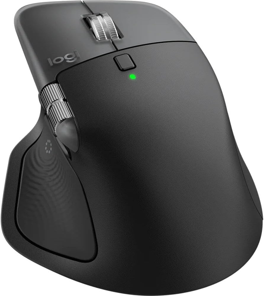 image:imageLogitech MX Master 4 for Mac Ergonomic Bluetooth Mouse with Advanced Performance Haptic Feedback UltraFast Scrolling USBC Charging MacOS iPadOS Windows White SilverSpace Black