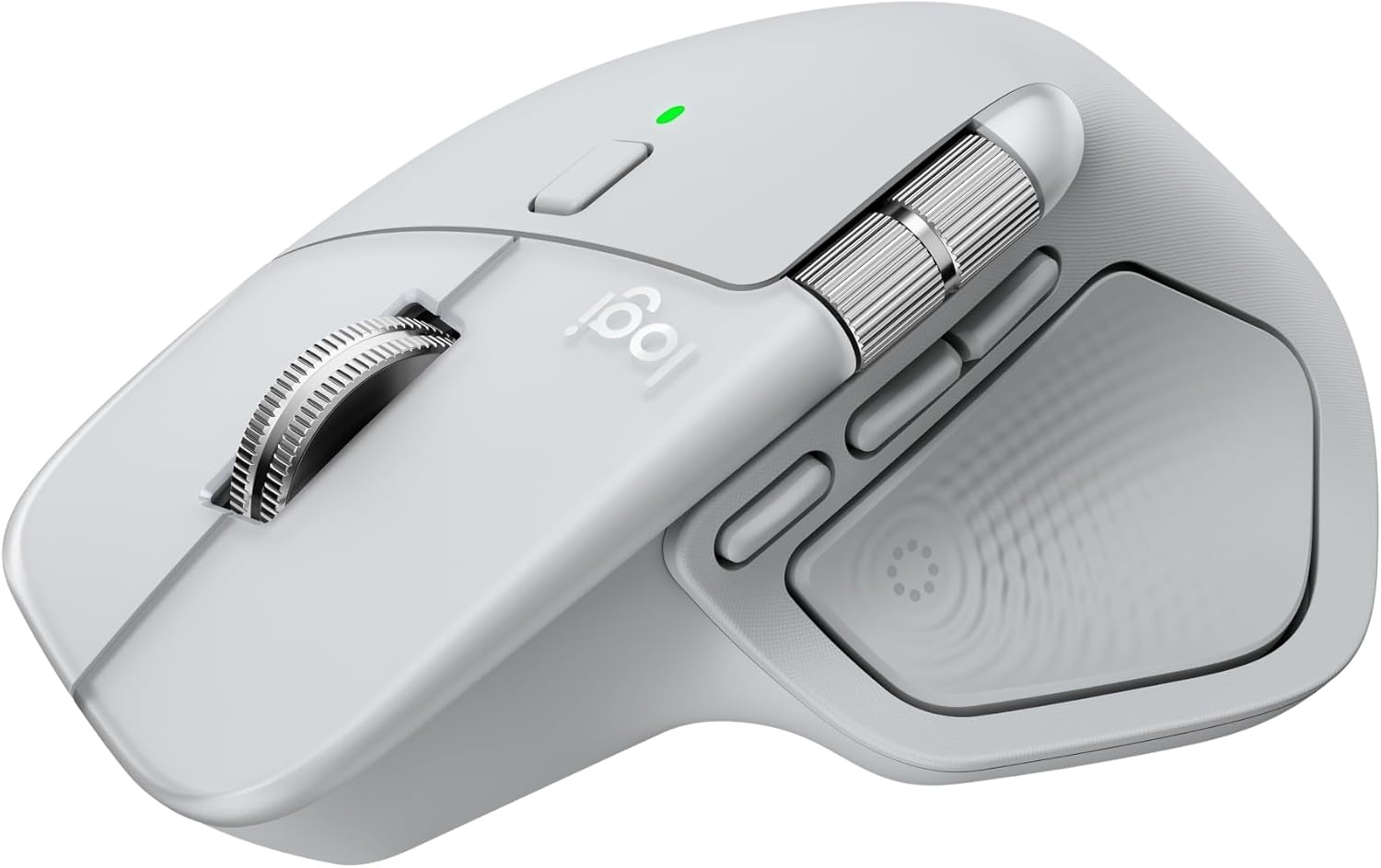 image:imageLogitech MX Master 4 for Mac Ergonomic Bluetooth Mouse with Advanced Performance Haptic Feedback UltraFast Scrolling USBC Charging MacOS iPadOS Windows White SilverWhite Silver