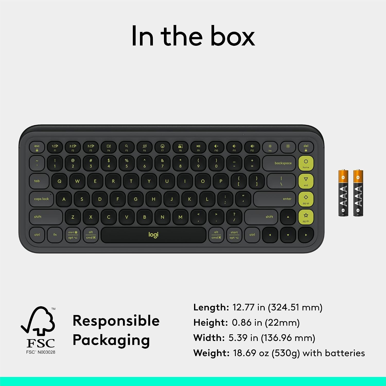 image:imageLogitech POP ICON Wireless Keyboard and Mouse Combo Graphite LimeGraphite Lime