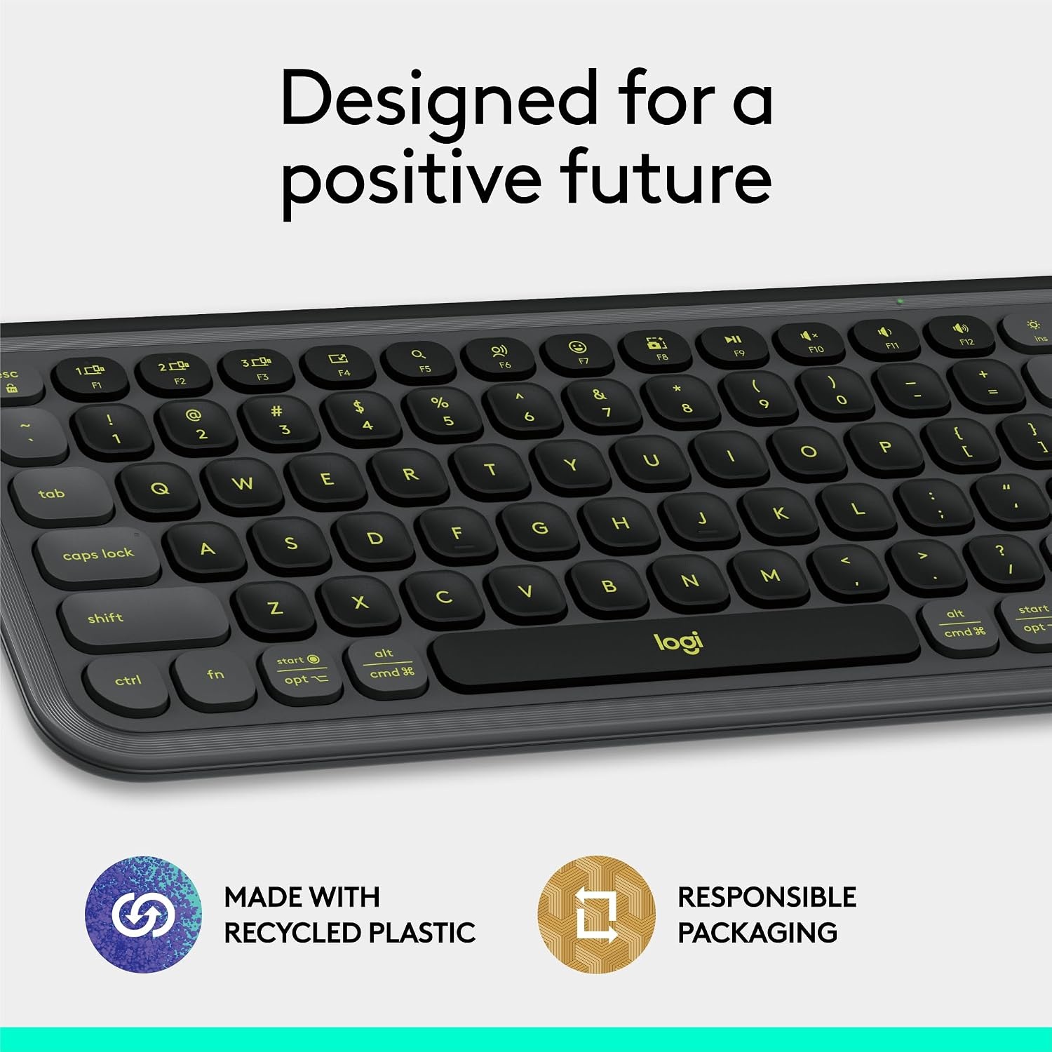 image:imageLogitech POP ICON Wireless Keyboard and Mouse Combo Graphite LimeGraphite Lime