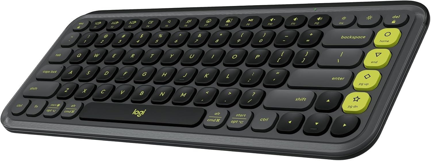 image:imageLogitech POP ICON Wireless Keyboard and Mouse Combo Graphite LimeGraphite Lime