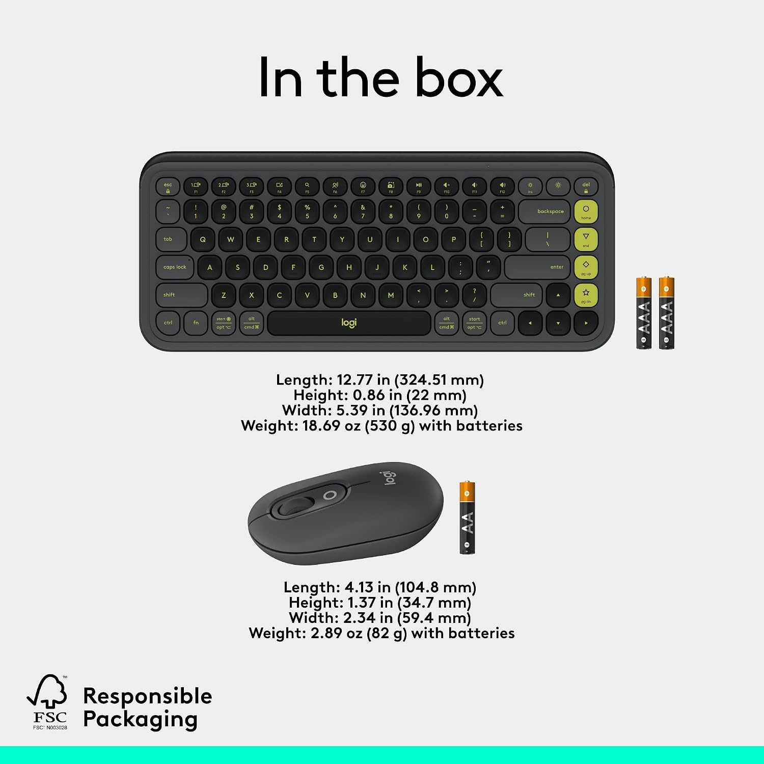 image:imageLogitech POP ICON Wireless Keyboard and Mouse Combo Graphite LimeGraphite Lime