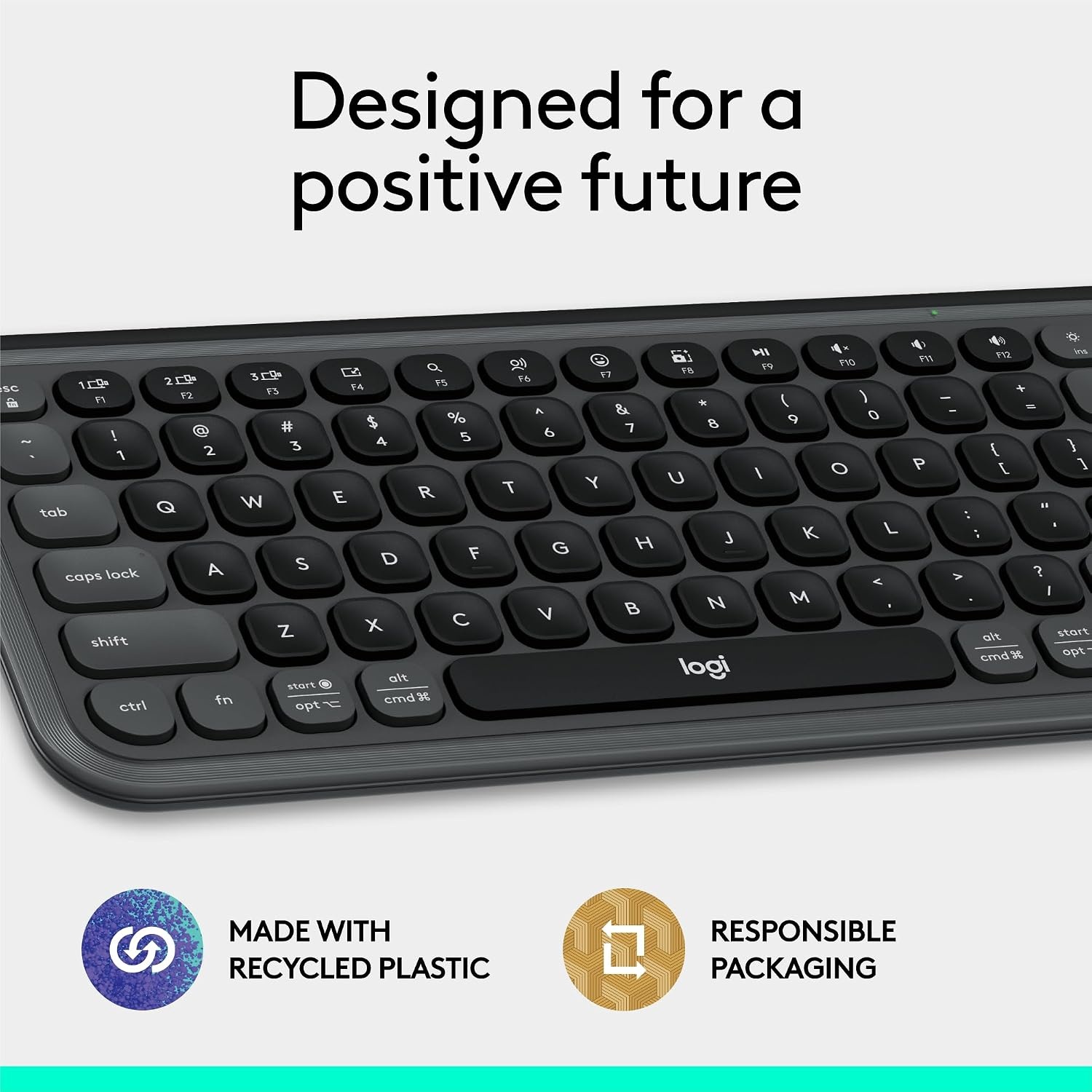image:imageLogitech POP ICON Wireless Keyboard and Mouse Combo Graphite LimeGraphite White