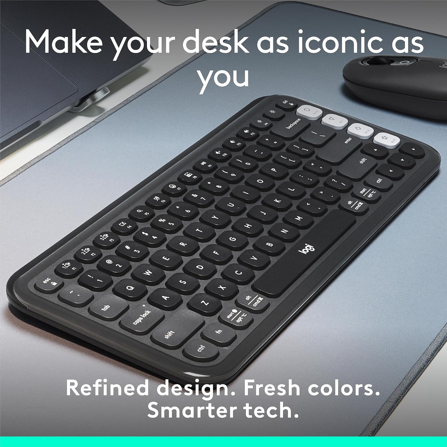 image:imageLogitech POP ICON Wireless Keyboard and Mouse Combo Graphite LimeGraphite White