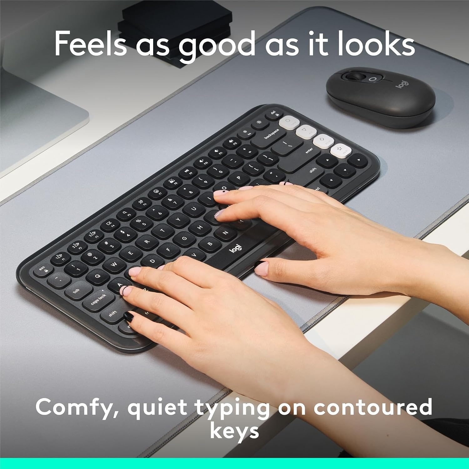 image:imageLogitech POP ICON Wireless Keyboard and Mouse Combo Graphite LimeGraphite White