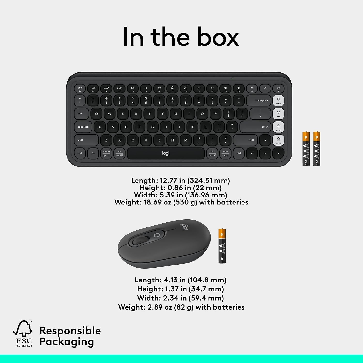 image:imageLogitech POP ICON Wireless Keyboard and Mouse Combo Graphite LimeGraphite White