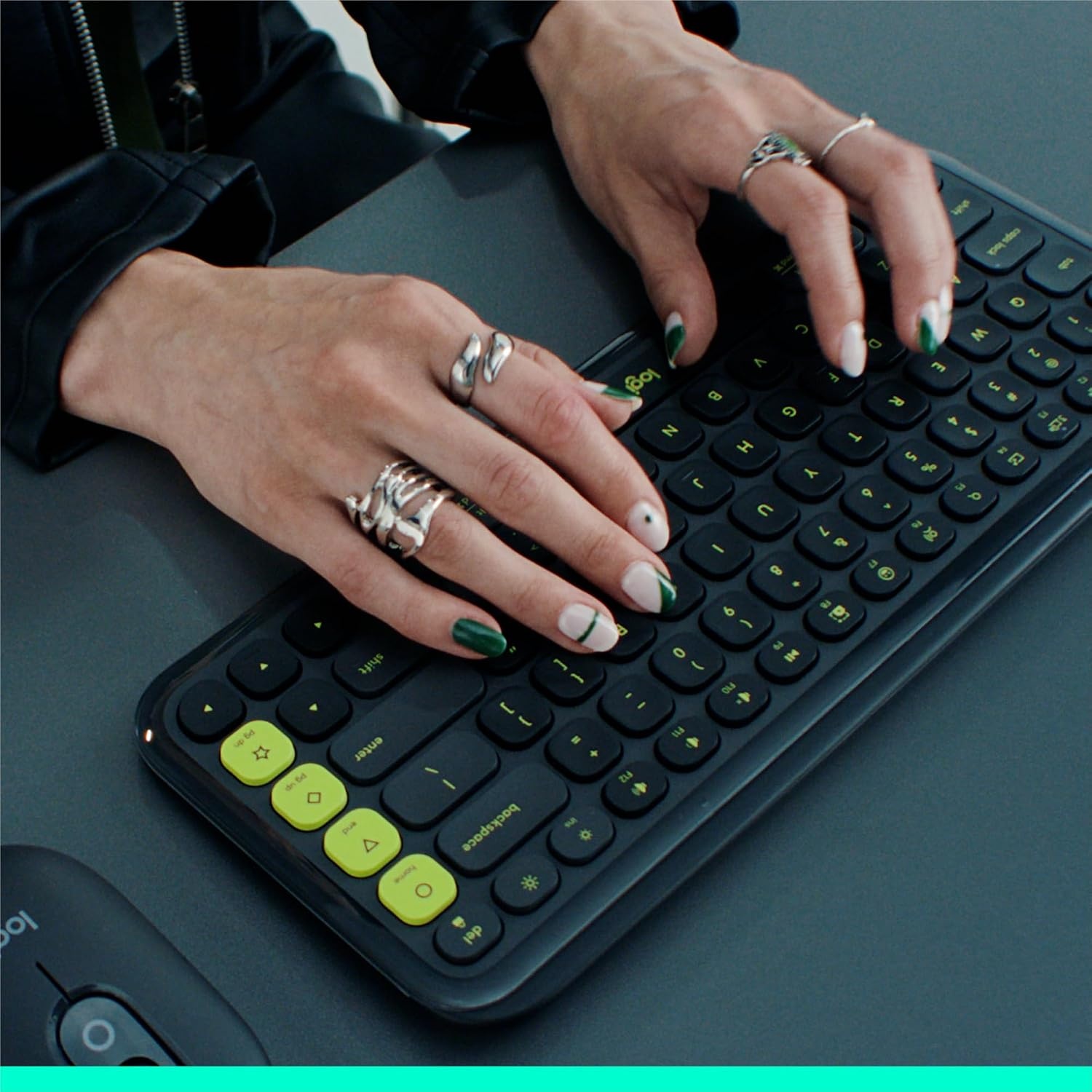 image:imageLogitech POP ICON Wireless Keyboard and Mouse Combo Graphite LimeGraphite White