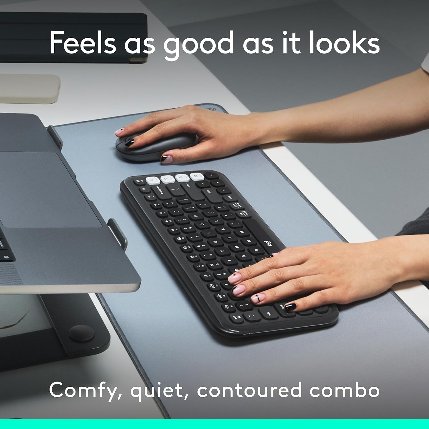 image:imageLogitech POP ICON Wireless Keyboard and Mouse Combo Graphite LimeGraphite White